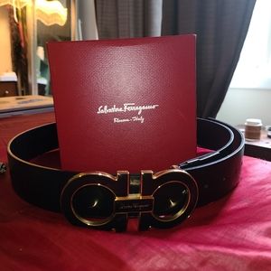 Ferragamo Black Leather Nero Belt (Size 38)